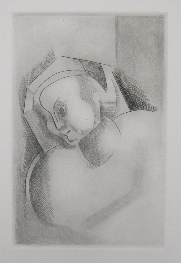 Alexander Archipenko (Kyiv, present–day Ukraine (former Russian Empire), 1887 – 1964, New York, New York). <em>Angelica Archipenko</em>, 1922. Etching on paper, Image: 6 7/8 x 4 1/2 in. (17.5 x 11.4 cm). Brooklyn Museum, Gift of Mr. and Mrs. Samuel Dorsky, 74.178.1. © artist or artist's estate (Photo: Brooklyn Museum, CUR.74.178.1.jpg)