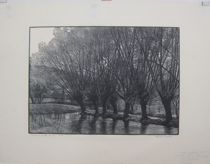 Warren Bryan Mack (American, 1896–1952). <em>Willows on the Water</em>, n.d. Wood engraving on paper, sheet: 15 13/16 x 20 3/8 in. (40.2 x 51.8 cm). Brooklyn Museum, Designated Purchase Fund, 77.119.2. © artist or artist's estate (Photo: Brooklyn Museum, CUR.77.119.2.jpg)