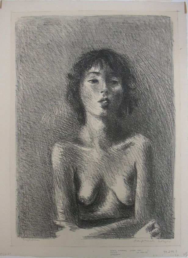 Raphael Soyer (American, born Russia, 1899–1987). <em>Sylvia</em>, ca. 1933. Lithograph on paper, sheet: 15 7/8 x 11 3/4 in. (40.3 x 29.8 cm). Brooklyn Museum, Gift of Samuel Goldberg in memory of his parents, Sophie and Jacob Goldberg, and his brother, Hyman Goldberg, 79.299.9. © artist or artist's estate (Photo: Brooklyn Museum, CUR.79.299.9.jpg)