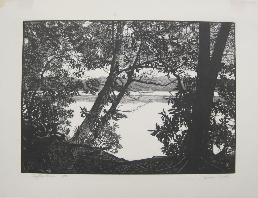 Warren Bryan Mack (American, 1896–1952). <em>Eagle's Mere</em>, ca. 1939–1940. Wood engraving on paper, sheet: 13 3/16 x 17 3/8 in. (33.5 x 44.1 cm). Brooklyn Museum, Designated Purchase Fund, 79.57.2. © artist or artist's estate (Photo: Brooklyn Museum, CUR.79.57.2.jpg)