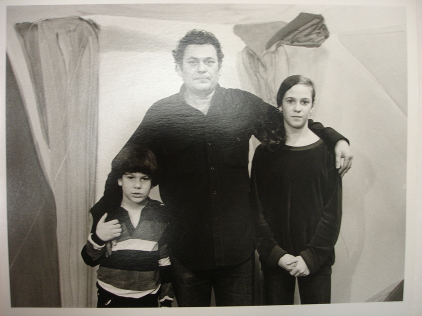 Donald Burns (American, 1919-1989). <em>Larry Zox and Children, Alexander and Melinda</em>, February 25, 1979. Gelatin silver photograph, image: 7 1/2 x 9 1/2 in. (19.1 x 24.1 cm). Brooklyn Museum, Gift of the artist, 81.140.13. © artist or artist's estate (Photo: Brooklyn Museum, CUR.81.140.13.jpg)