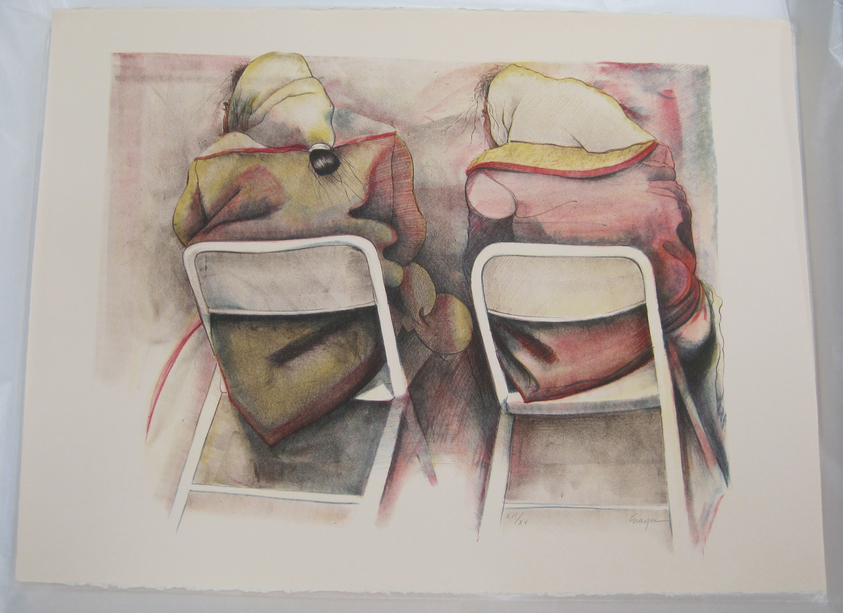 Ed Singer (Navajo, born 1951). <em>Two Women in Chairs</em>. Lithograph on paper, sheet: 22 3/8 x 30 in. (56.8 x 76.2 cm). Brooklyn Museum, Gift of Martin Rotman, 82.255.26 (Photo: Brooklyn Museum, CUR.82.255.26.jpg)