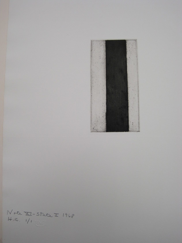 Barnett Newman (American, 1905–1970). <em>Note XI - State I</em>, 1968. Etching on paper, sheet: 19 5/8 x 13 7/8 in. (49.8 x 35.2 cm). Brooklyn Museum, Dick S. Ramsay Fund, 85.136.2. © artist or artist's estate (Photo: Brooklyn Museum, CUR.85.136.2_view2.jpg)