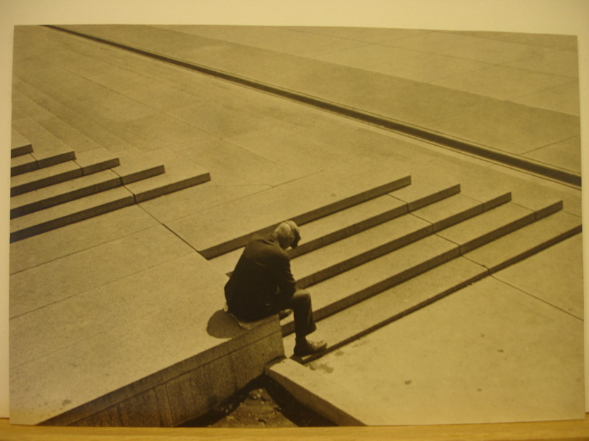 Theodor Jung (American, born Austria, 1906-1996). <em>[Untitled] (Old Man Sitting on Steps, Chicago)</em>, 1929. Gelatin silver photograph, 6 1/4 x 9 1/4 in.  (15.9 x 23.5 cm). Brooklyn Museum, Gift of the artist, 86.210.39. © artist or artist's estate (Photo: Brooklyn Museum, CUR.86.210.39.jpg)