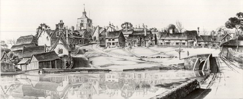 John Taylor Arms (American, 1887–1953). <em>Reflections at Fitchfield</em>, 1938. Etching Brooklyn Museum, Bequest of Louise Seaman Bechtel, 86.38.8. © artist or artist's estate (Photo: Brooklyn Museum, CUR.86.38.8.jpg)