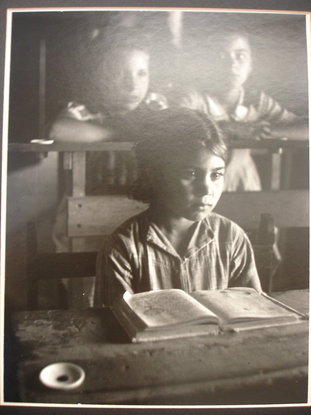 W. Eugene Smith (American, 1918-1978). <em>[Untitled](Young Girl Seated at Desk in School)</em>, 1950. Gelatin silver photograph, Sheet: 14 x 11 in. (35.6 x 27.9 cm). Brooklyn Museum, Gift of Philip Goutell, 87.245.33. © artist or artist's estate (Photo: Brooklyn Museum, CUR.87.245.33.jpg)