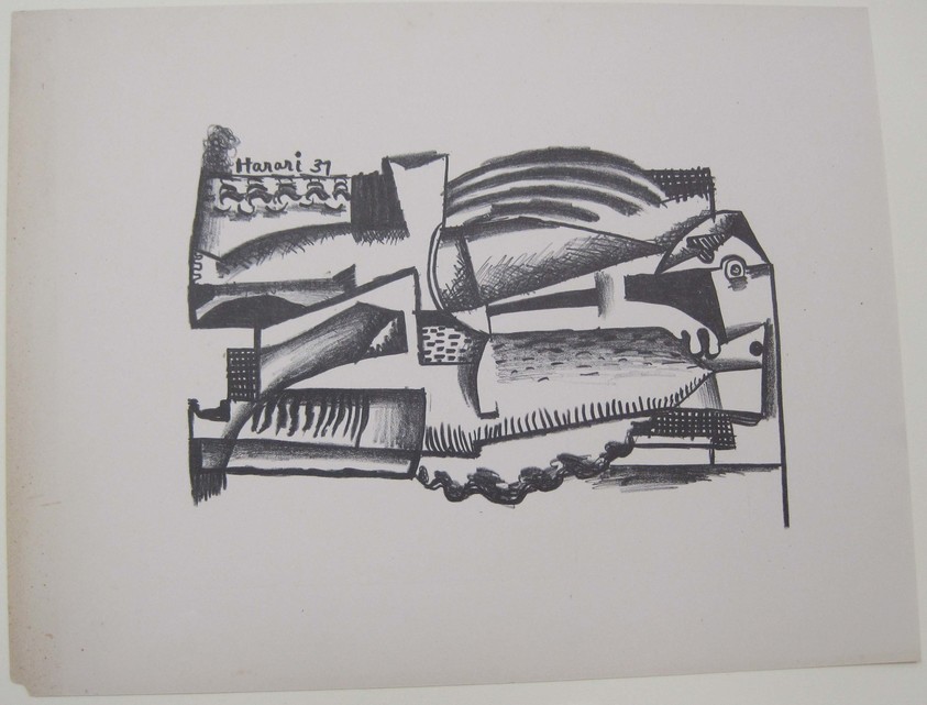 Hananiah Harari (American, 1912–2000). <em>[Untitled]</em>, 1937. Off-set lithograph on off-white wove paper, sheet: 11 15/16 x 9 3/16 in. (30.4 x 23.3 cm). Brooklyn Museum, Purchased with funds given by an anonymous donor, 88.54.12. © artist or artist's estate (Photo: Brooklyn Museum, CUR.88.54.12.jpg)