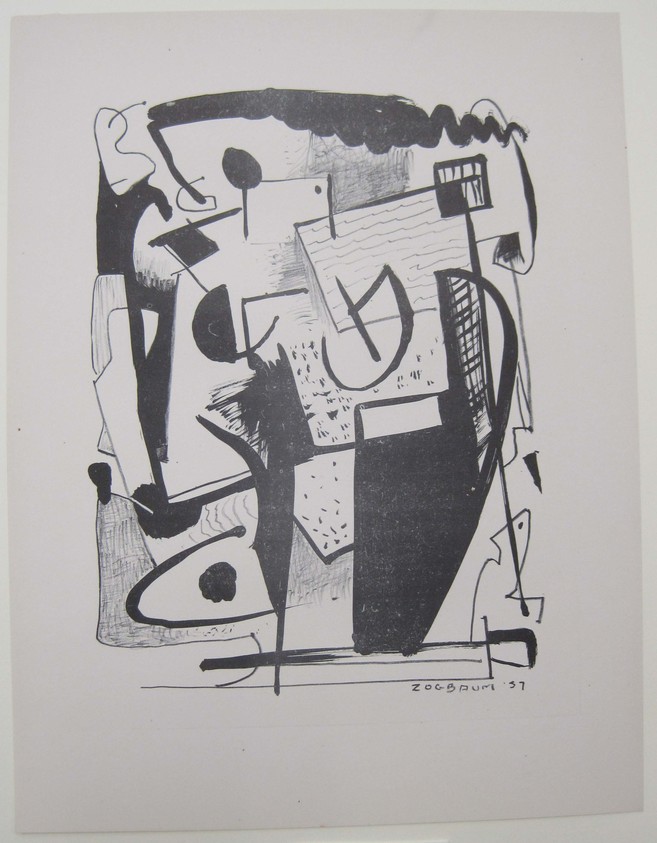 Wilfrid M. Zogbaum (American, 1915–1965). <em>[Untitled]</em>, 1937. Off-set lithograph on wove paper, sheet: 12 x 9 1/8 in. (30.5 x 23.2 cm). Brooklyn Museum, Purchased with funds given by an anonymous donor, 88.54.31. © artist or artist's estate (Photo: Brooklyn Museum, CUR.88.54.31.jpg)