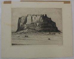 Albert Lorey Groll (American, 1866-1952). <em>The Enchanted Mesa</em>, n.d. Etching on cream-colored wove paper, Sheet: 12 x 15 1/4 in. (30.5 x 38.8 cm). Brooklyn Museum, Gift of Dr. Clark S. Marlor, 88.6.1. © artist or artist's estate (Photo: Brooklyn Museum, CUR.88.6.1.jpg)