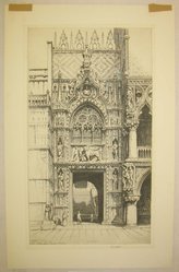 Ernest David Roth (American, 1879-1964). <em>Porta Della Carta -- Venice</em>, 1941. Etching on cream wove paper, Image: 14 x 17 7/8 in. (35.6 x 45.4 cm). Brooklyn Museum, Gift of Dr. Clark S. Marlor, 88.6.10. © artist or artist's estate (Photo: Brooklyn Museum, CUR.88.6.10.jpg)